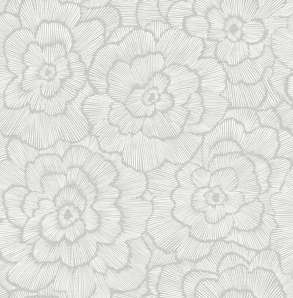 A-Street Prints Periwinkle Textured Floral Light Grey Wallpaper