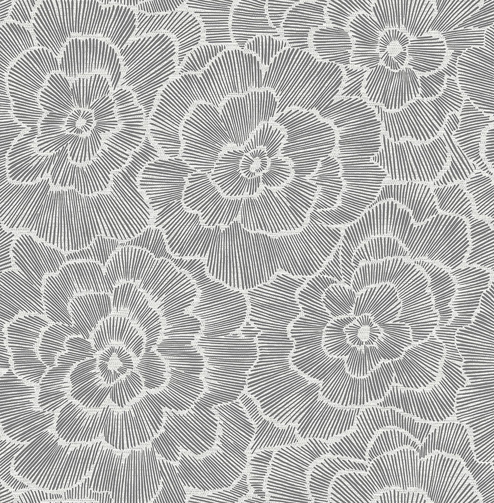 A-Street Prints Periwinkle Grey Textured Floral Wallpaper