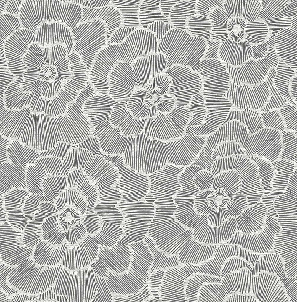 A-Street Prints Periwinkle Textured Floral Grey Wallpaper