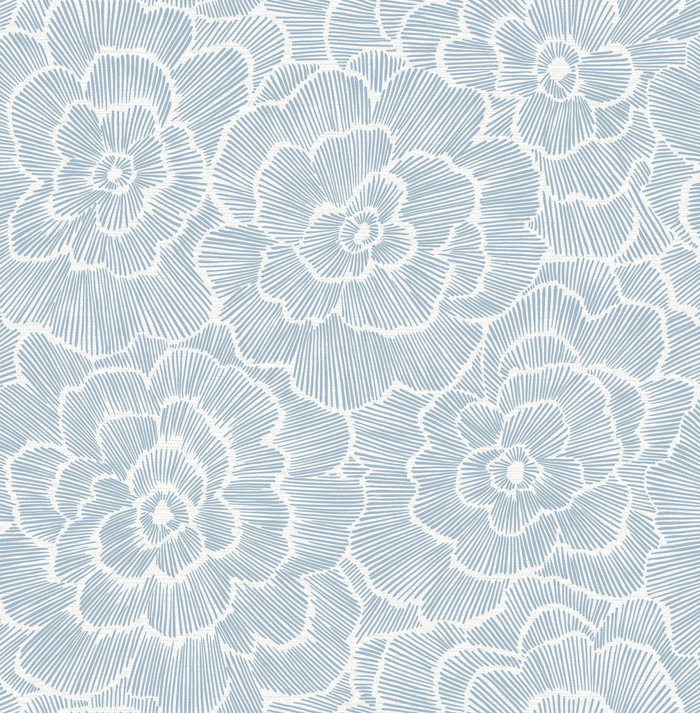A-Street Prints Periwinkle Blue Textured Floral Wallpaper