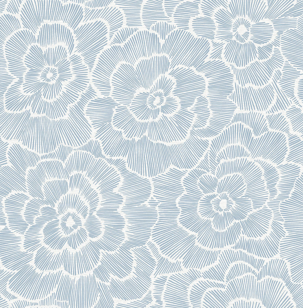 A-Street Prints Periwinkle Textured Floral Blue Wallpaper