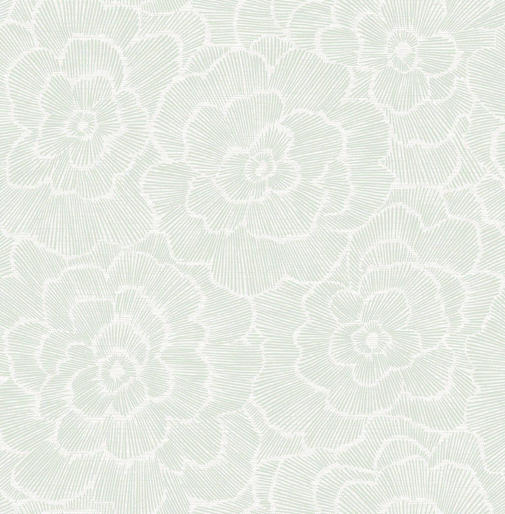 A-Street Prints Periwinkle Green Textured Floral Wallpaper