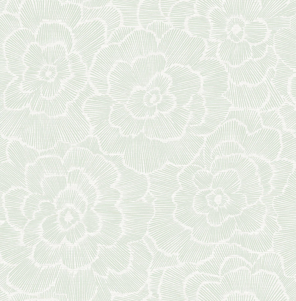 A-Street Prints Periwinkle Textured Floral Green Wallpaper