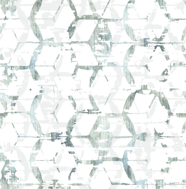 A-Street Prints Augustine Slate Distressed Geometric Wallpaper