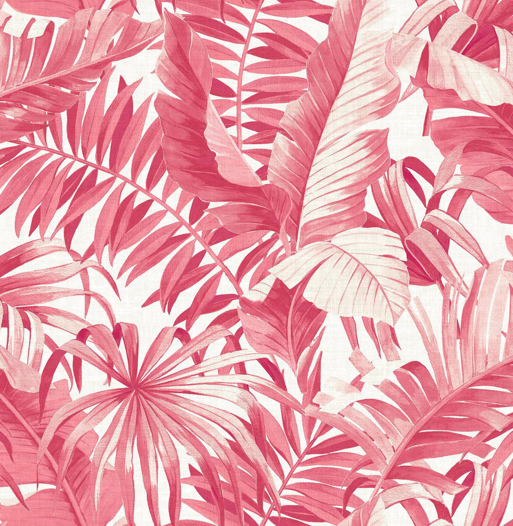 A-Street Prints Alfresco Pink Tropical Palm Wallpaper