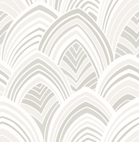 A-Street Prints Cabarita White Art Deco Flocked Leaves Wallpaper