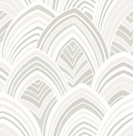 A-Street Prints Cabarita Art Deco Flocked Leaves White Wallpaper