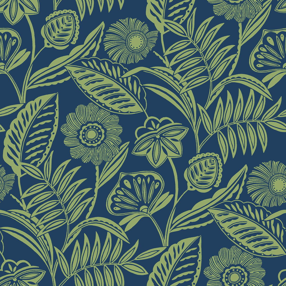 A-Street Prints Alma Tropical Floral Blue Wallpaper
