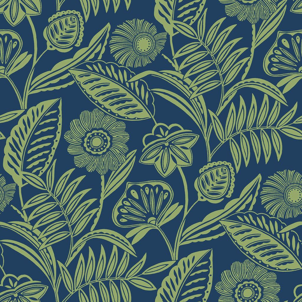 A-Street Prints Alma Tropical Floral Blue Wallpaper
