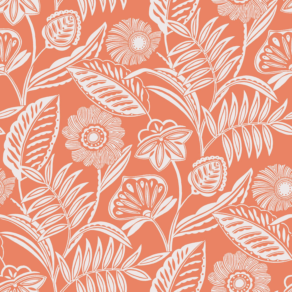 A-Street Prints Alma Tropical Floral Coral Wallpaper