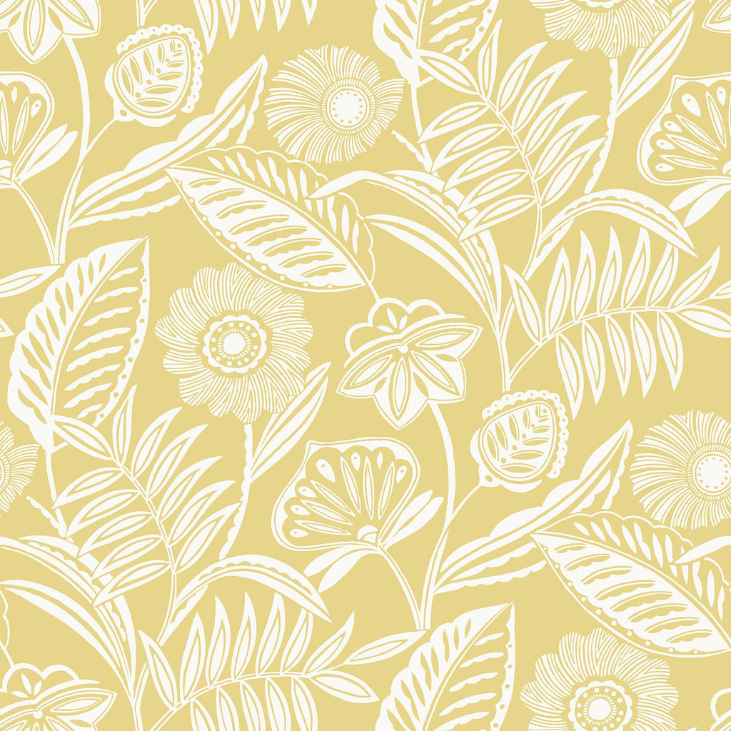 A-Street Prints Alma Tropical Floral Yellow Wallpaper