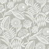A-Street Prints Alma Tropical Floral Light Grey Wallpaper