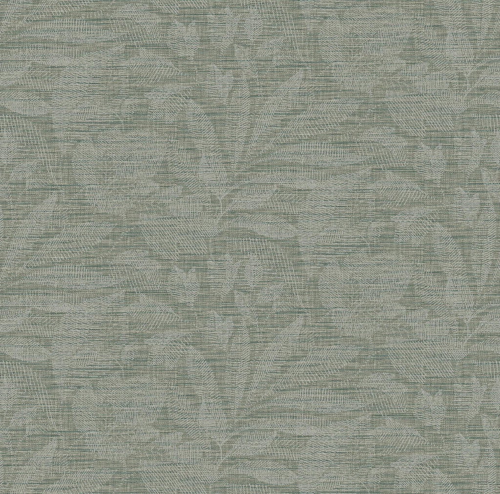 A-Street Prints Lei Etched Leaves Jade Wallpaper