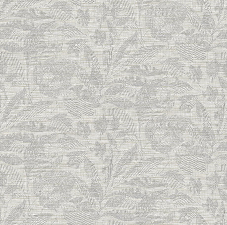 A-Street Prints Lei Silver Etched Leaves Wallpaper