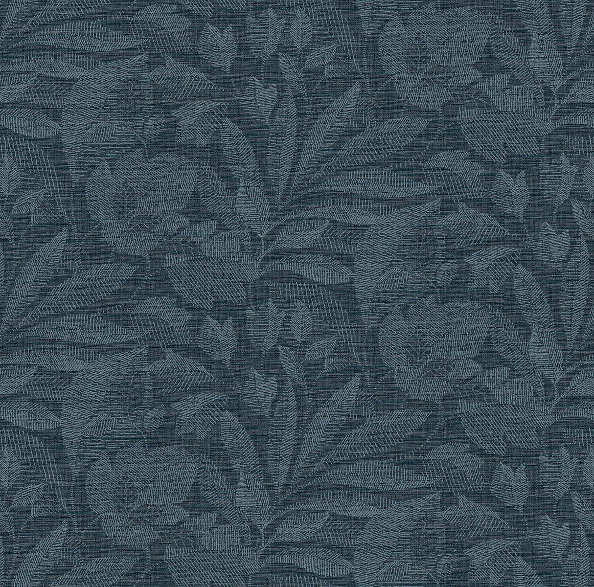 A-Street Prints Lei Navy Etched Leaves Wallpaper