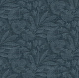 A-Street Prints Lei Navy Etched Leaves Wallpaper