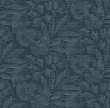 A-Street Prints Lei Etched Leaves Navy Wallpaper