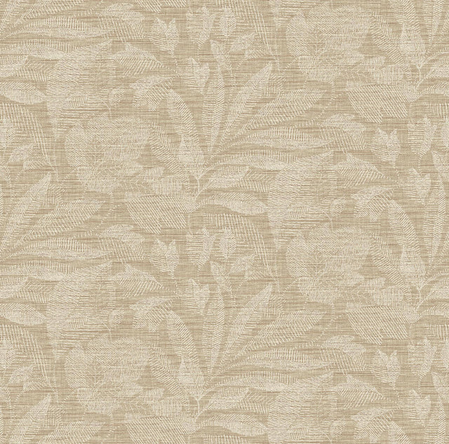 A-Street Prints Lei Wheat Etched Leaves Wallpaper