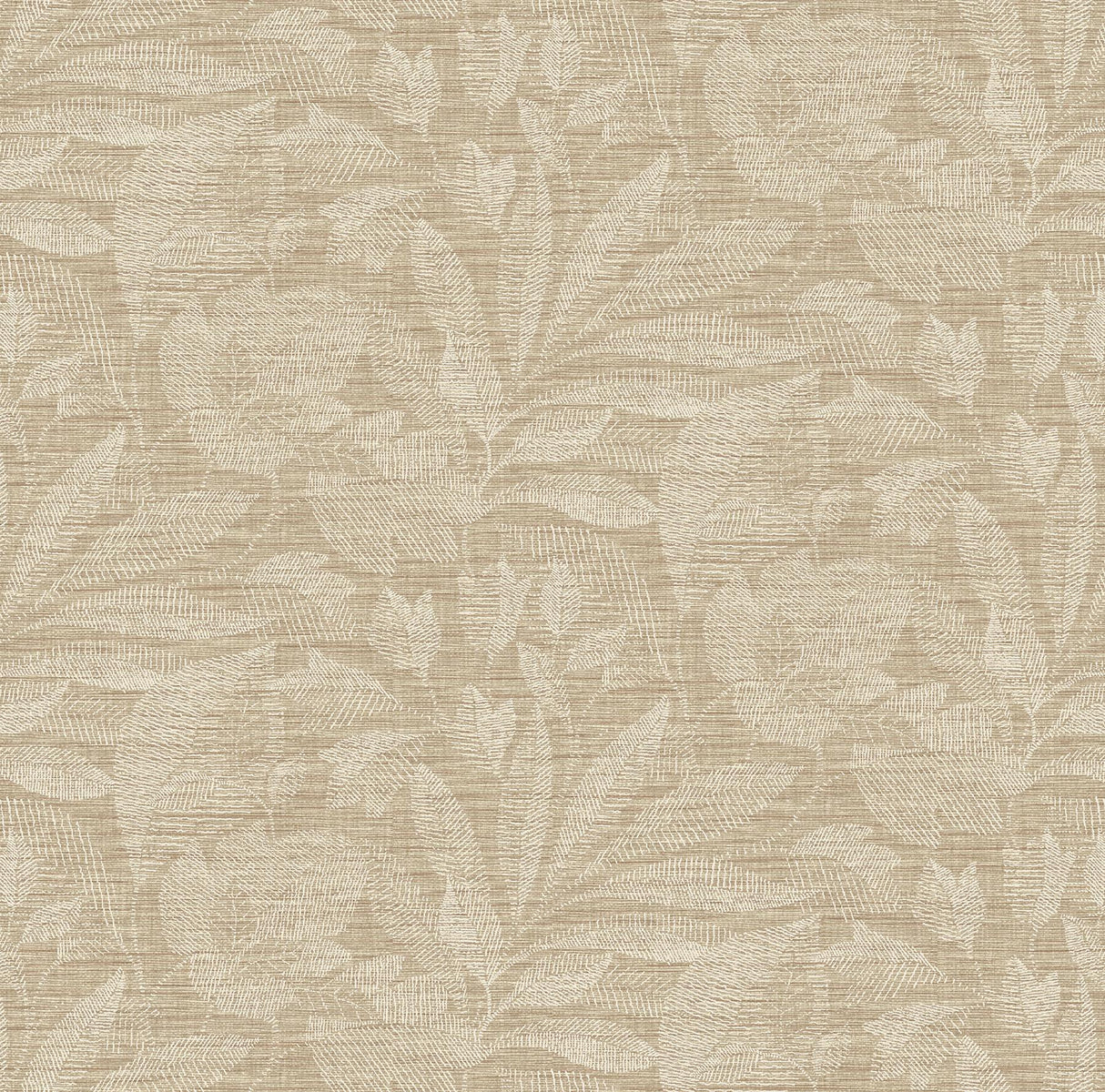 A-Street Prints Lei Etched Leaves Wheat Wallpaper