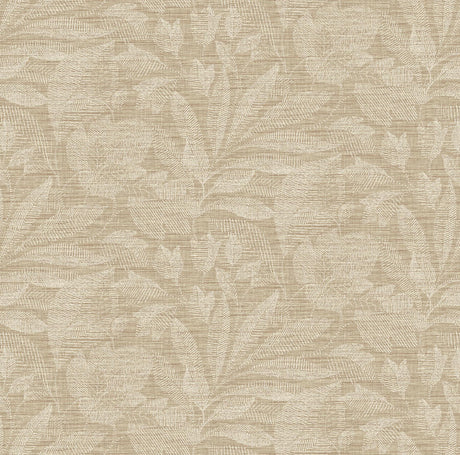 A-Street Prints Lei Etched Leaves Wheat Wallpaper