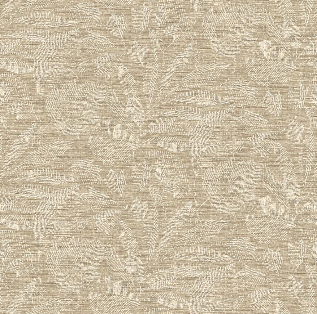 A-Street Prints Lei Etched Leaves Wheat Wallpaper