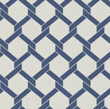 A-Street Prints Payton Blue Hexagon Trellis Wallpaper