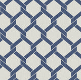 A-Street Prints Payton Hexagon Trellis Blue Wallpaper