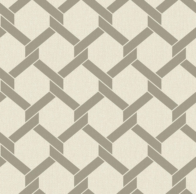 A-Street Prints Payton Grey Hexagon Trellis Wallpaper