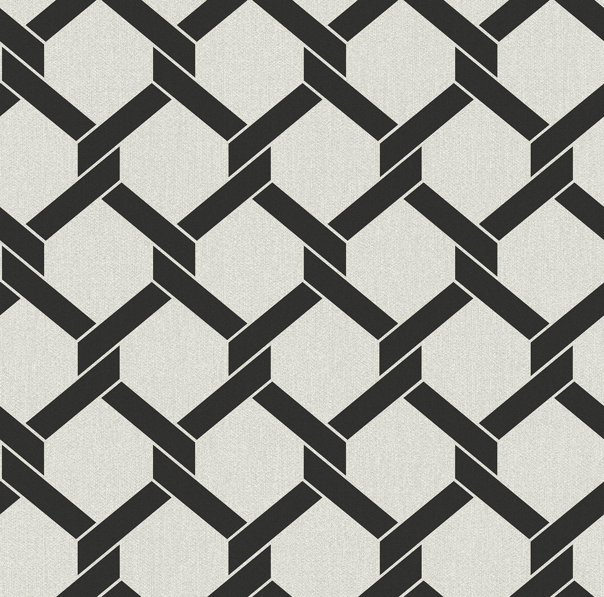 A-Street Prints Payton Black Hexagon Trellis Wallpaper