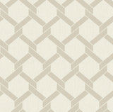 A-Street Prints Payton Beige Hexagon Trellis Wallpaper