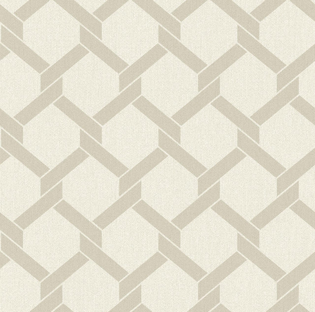 A-Street Prints Payton Beige Hexagon Trellis Wallpaper