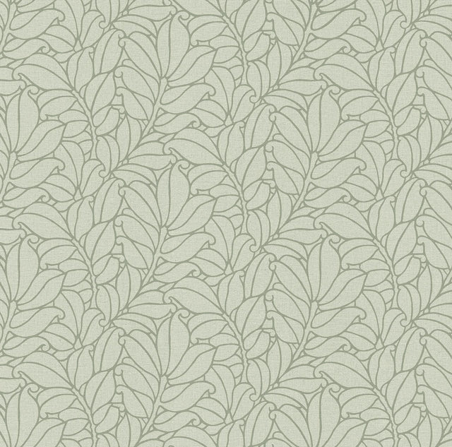 A-Street Prints Coraline Green Leaf Wallpaper