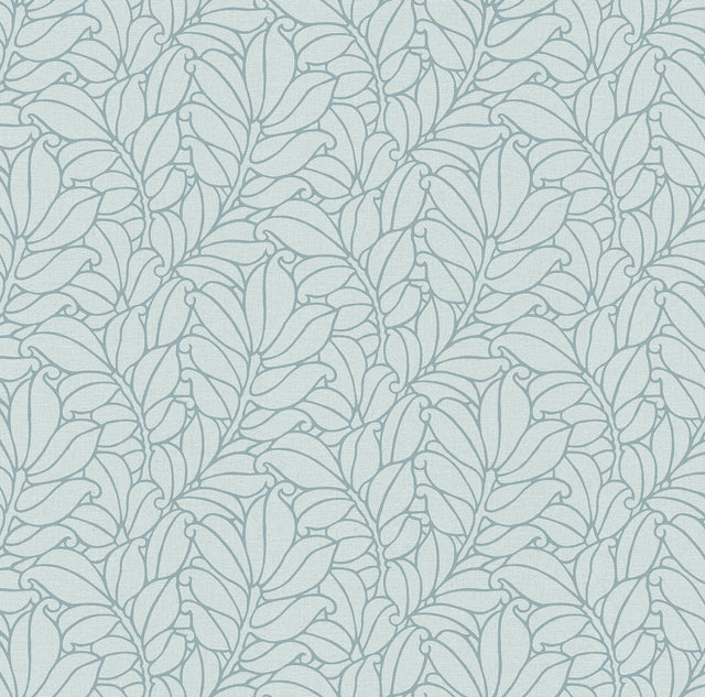 A-Street Prints Coraline Teal Leaf Wallpaper