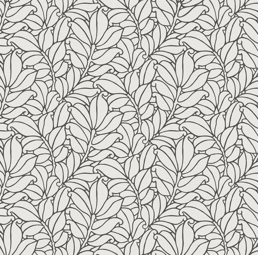 A-Street Prints Coraline White Leaf Wallpaper