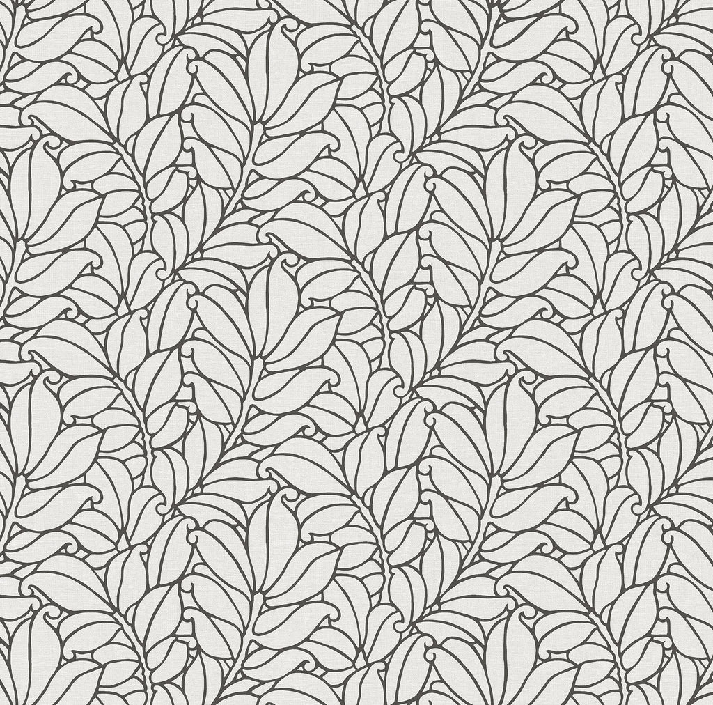 A-Street Prints Coraline Leaf White Wallpaper