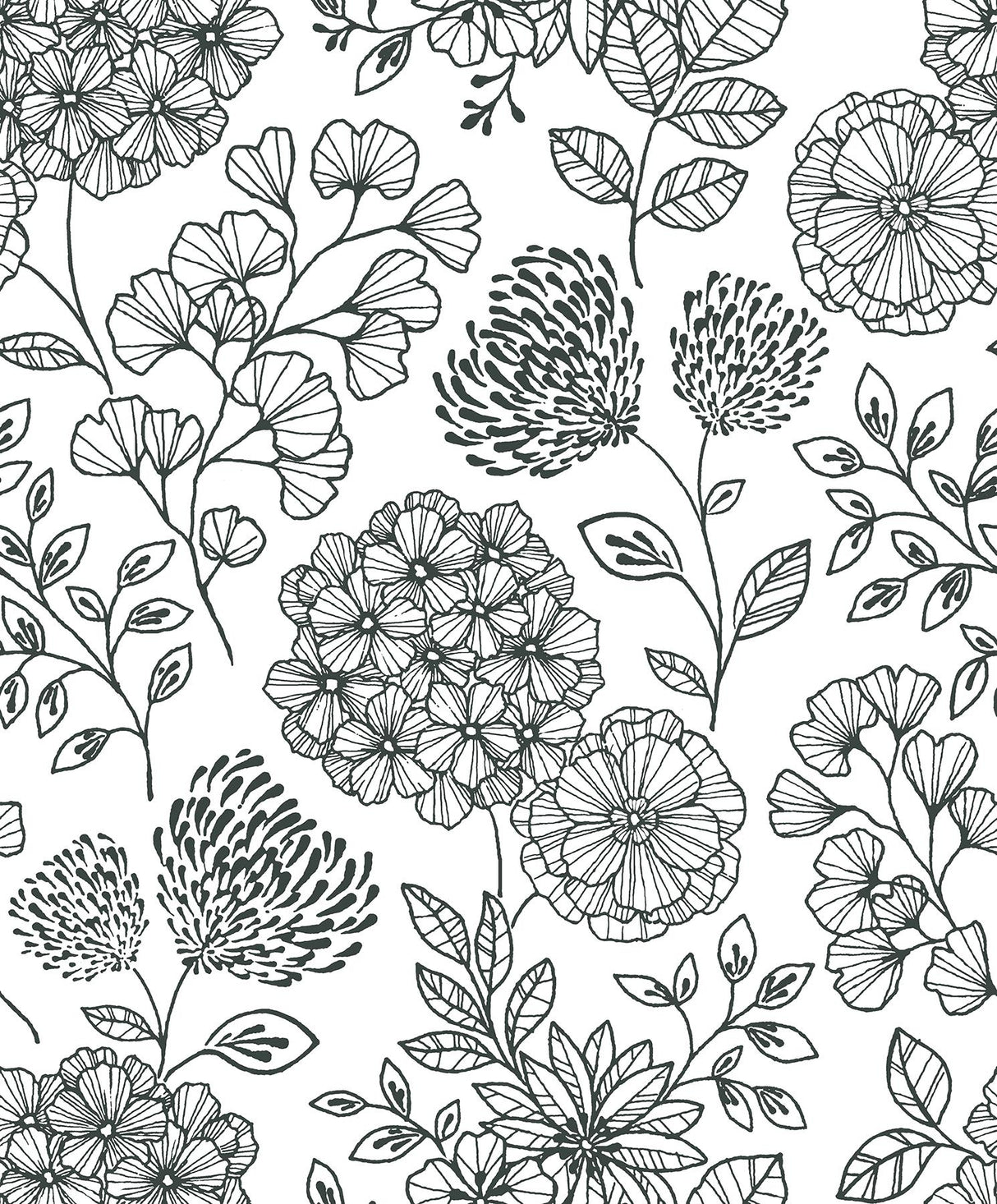 A-Street Prints Ada Floral Black Wallpaper