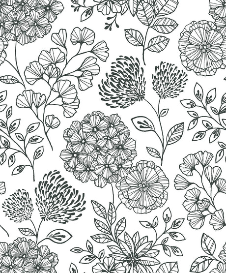 A-Street Prints Ada Floral Black Wallpaper