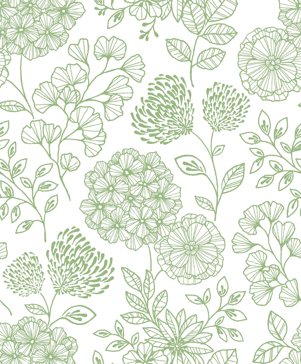 A-Street Prints Ada Floral Green Wallpaper