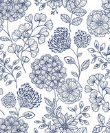 A-Street Prints Ada Blue Floral Wallpaper