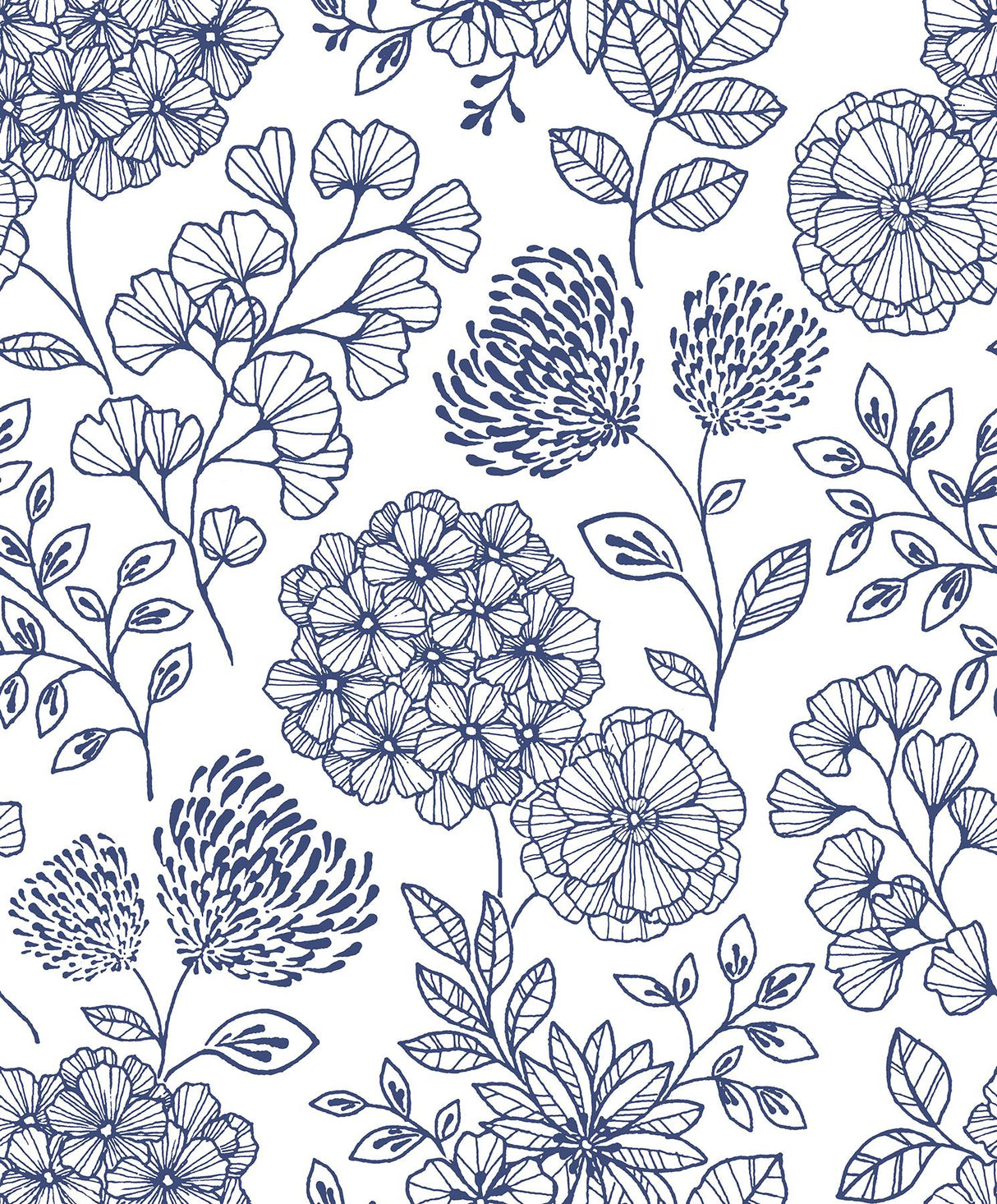 A-Street Prints Ada Floral Blue Wallpaper