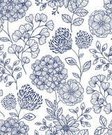 A-Street Prints Ada Floral Blue Wallpaper