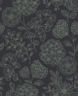 A-Street Prints Ada Charcoal Floral Wallpaper