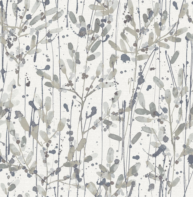 A-Street Prints Leandra Grey Floral Trail Wallpaper