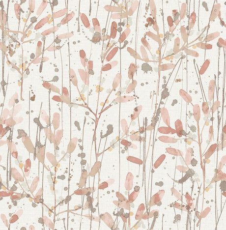 A-Street Prints Leandra Coral Floral Trail Wallpaper