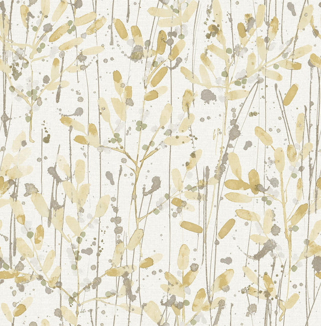 A-Street Prints Leandra Yellow Floral Trail Wallpaper