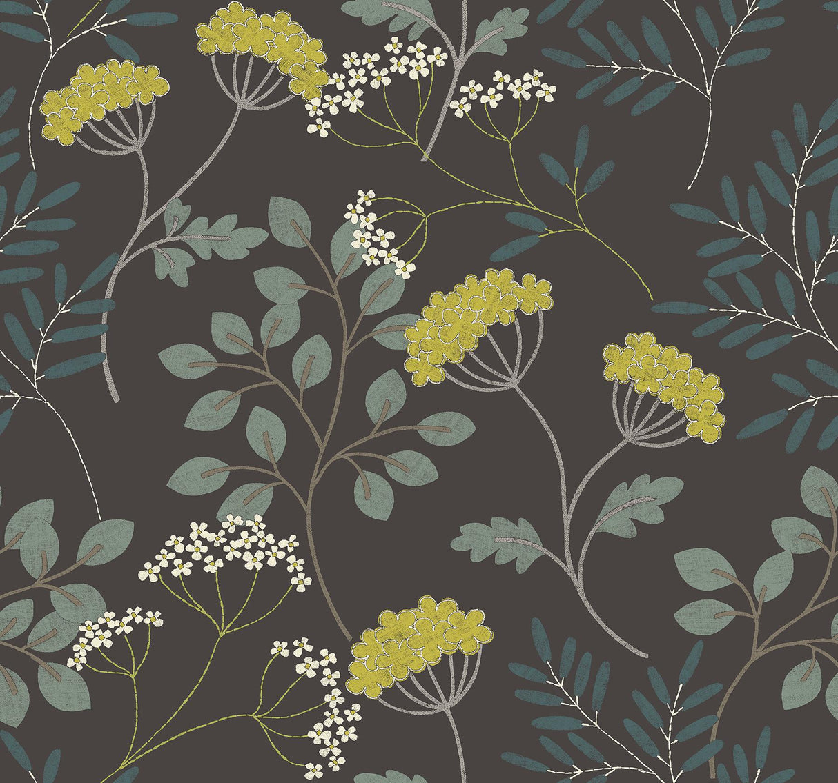 A-Street Prints Sorrel Botanical Black Wallpaper