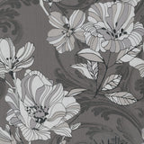 A-Street Prints Selene Silver Mucha Floral Wallpaper