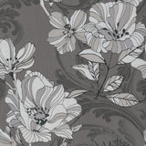 A-Street Prints Selene Mucha Floral Silver Wallpaper