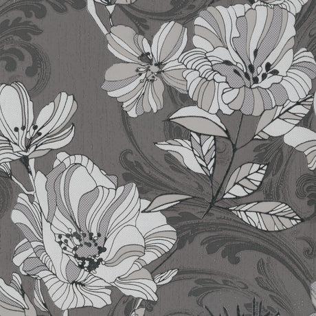 A-Street Prints Selene Mucha Floral Silver Wallpaper