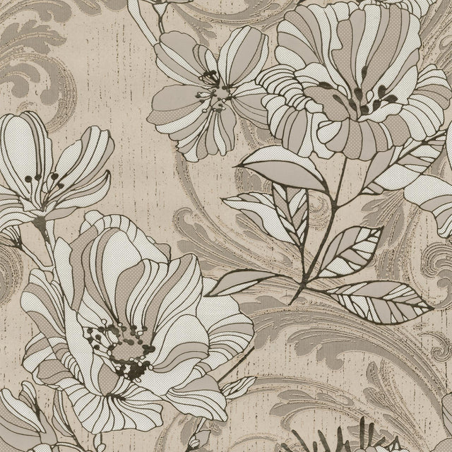 A-Street Prints Selene Gold Mucha Floral Wallpaper